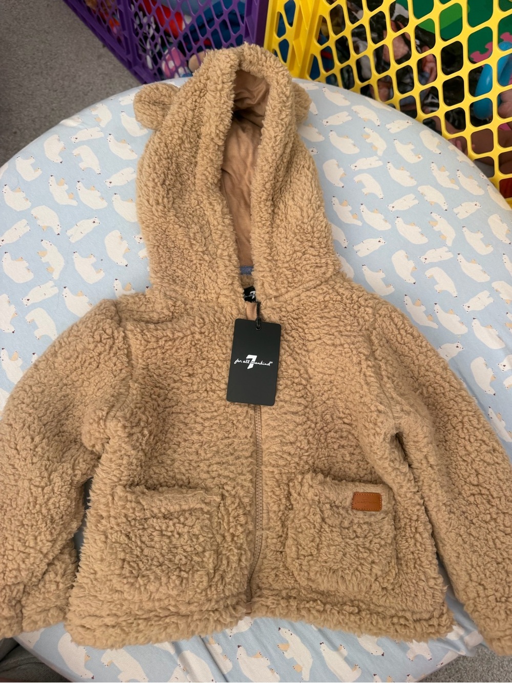 7 For All Mankind Plush Sherpa Jacket in Tan